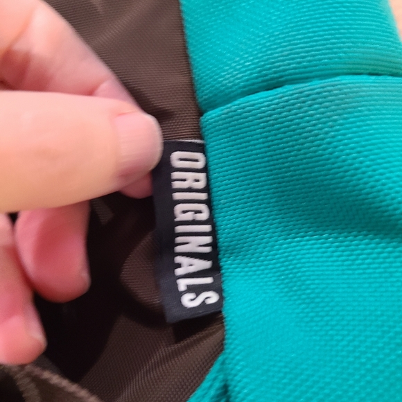 Old School JanSport Teal and Brown Leather Backpack - Picture 3 of 16